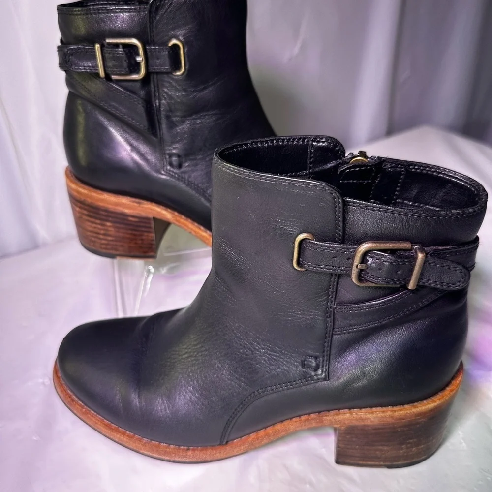 Women's Black Leather Ankle Boots